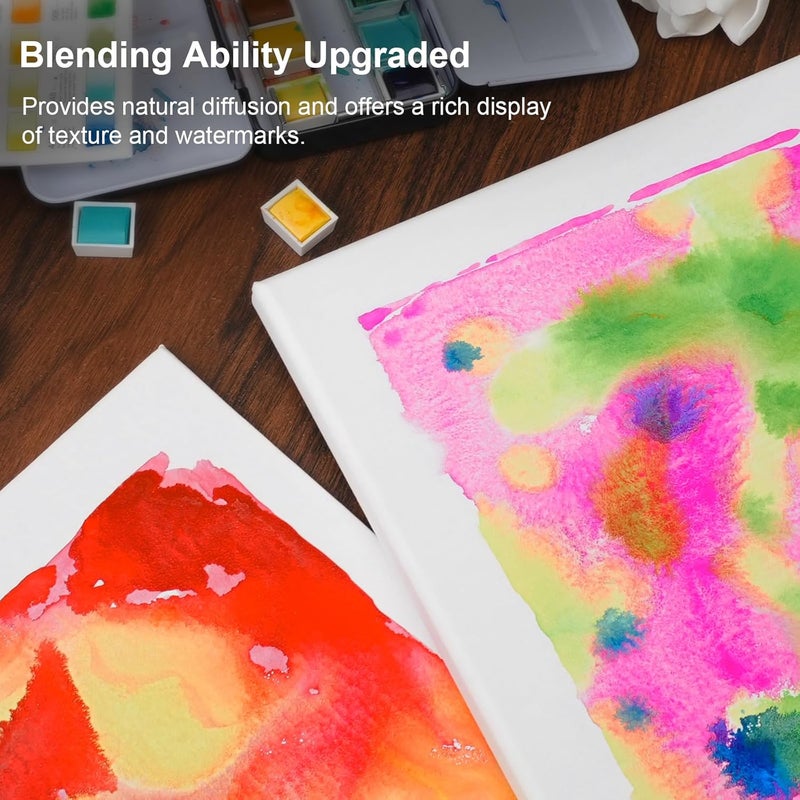 Phoenix Professional Stretched Watercolor Canvas - 12x16 Inch/4 Pack, 100% Cotton Water Color Canvases for Painting, 8 Oz. / 260g White Blank Medium Texture Canvas for Water Based Paints - Image 4